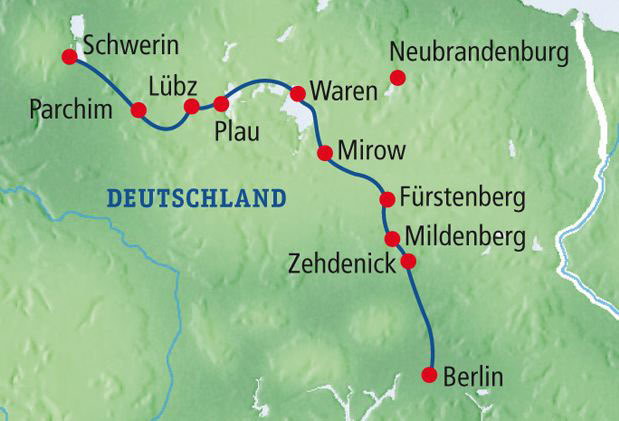 Schwerin-Berlin, Reiseroute