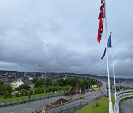 Baustelle mit Brücke in Tromsø