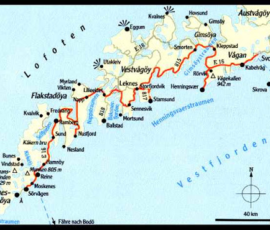 Karte der Lofoten mit der Lofast