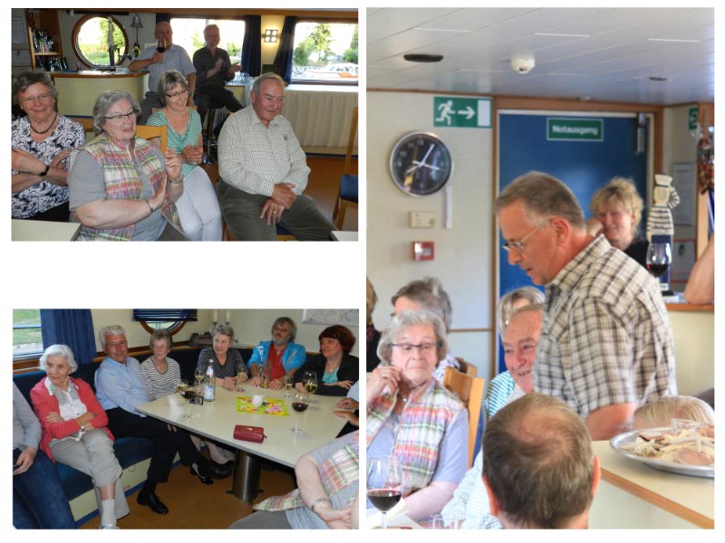 Berlin-Spandau, Abendunterhaltung; Erika, Cecilia, Judith, Heiri, hinten Armin + Hans